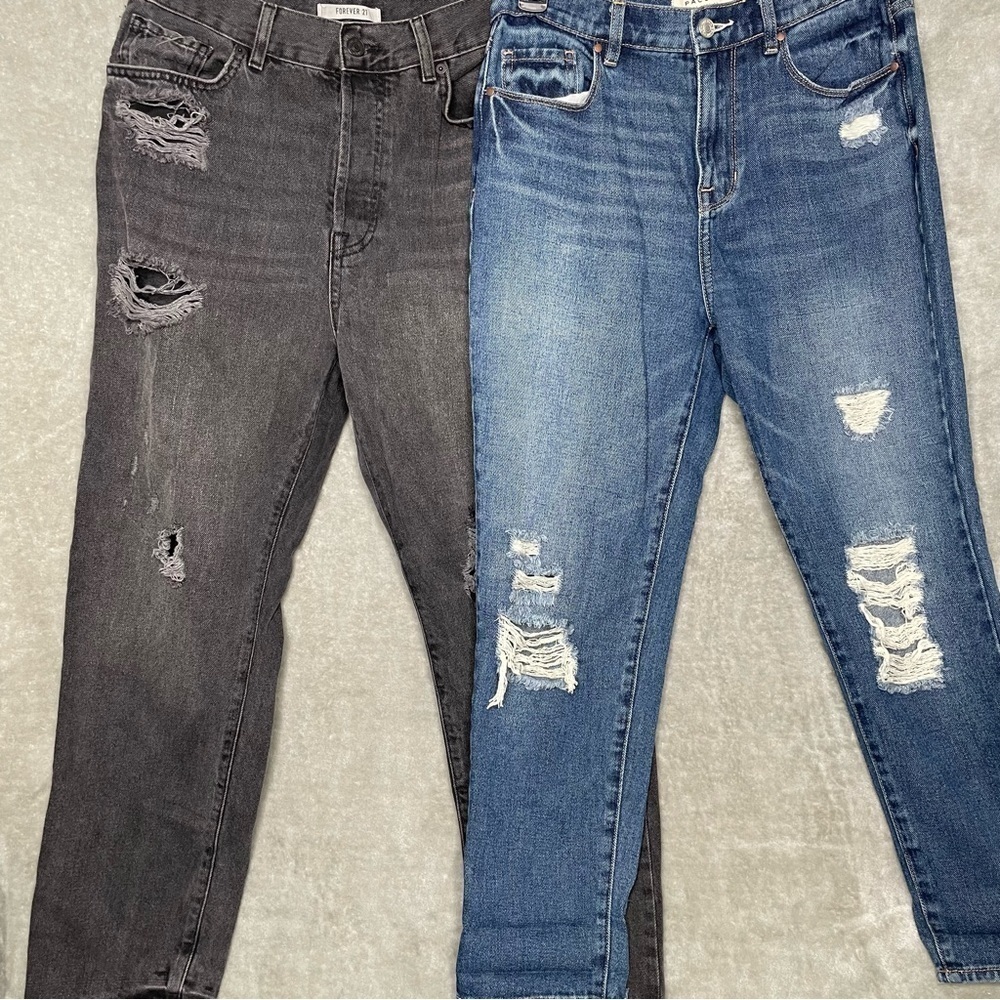 Set of 2 Ripped Jeans Size 28 PacSun Vintage Icon & Forever 21 Straight Leg